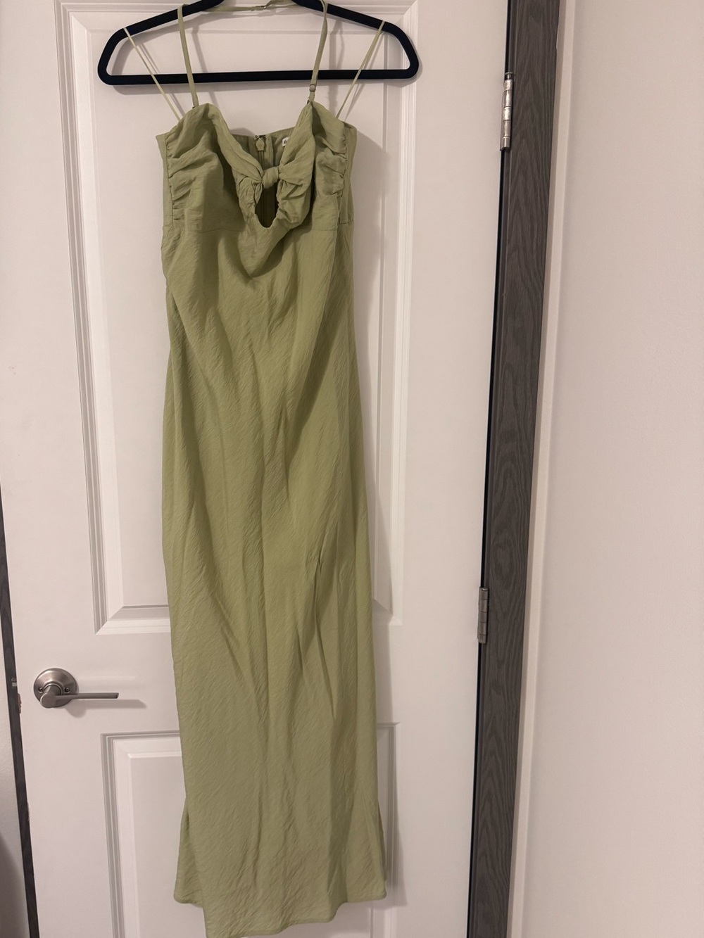 Abercrombie & Fitch Sage Green Knot-Front Slip Maxi Dress